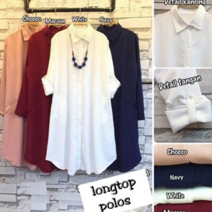 FWG - LONGTOP POLOS / KEMEJA PANJANG / LONGTOP / BAJU WANITA / ATASAN TUNIK / TUNIK WANITA