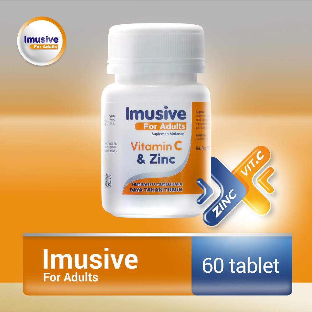 IMUSIVE For ADULTS - 60 tablet / Vitamin Daya Tahan Tubuh / Vitamin C/ Zinc