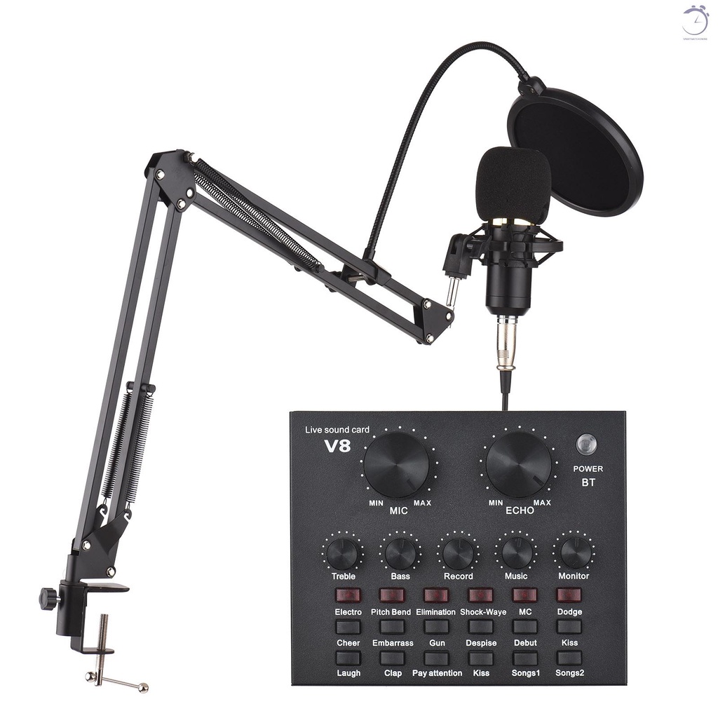 Jual [BEST]V8 External Live Sound Card Condenser Microphone Set Mini Sound  Mixer Board for Live Streaming Karaoke Singing Music Recording with  Adjustable Mic Suspension Scissor Arm Shock Mount | Shopee Indonesia