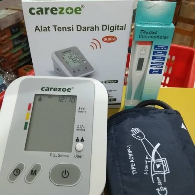 Alat Tensi Darah Digital Carezoe BONUS Thermometer Kaku Digital / Tensi DARAH Digital / Carezoe