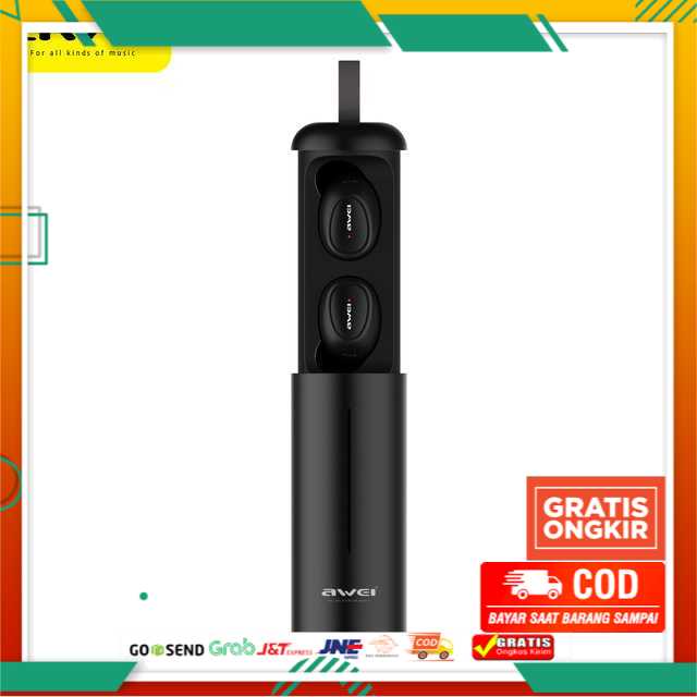 AWEI Dual TWS Earphone Bluetooth dengan Charging Case - T5