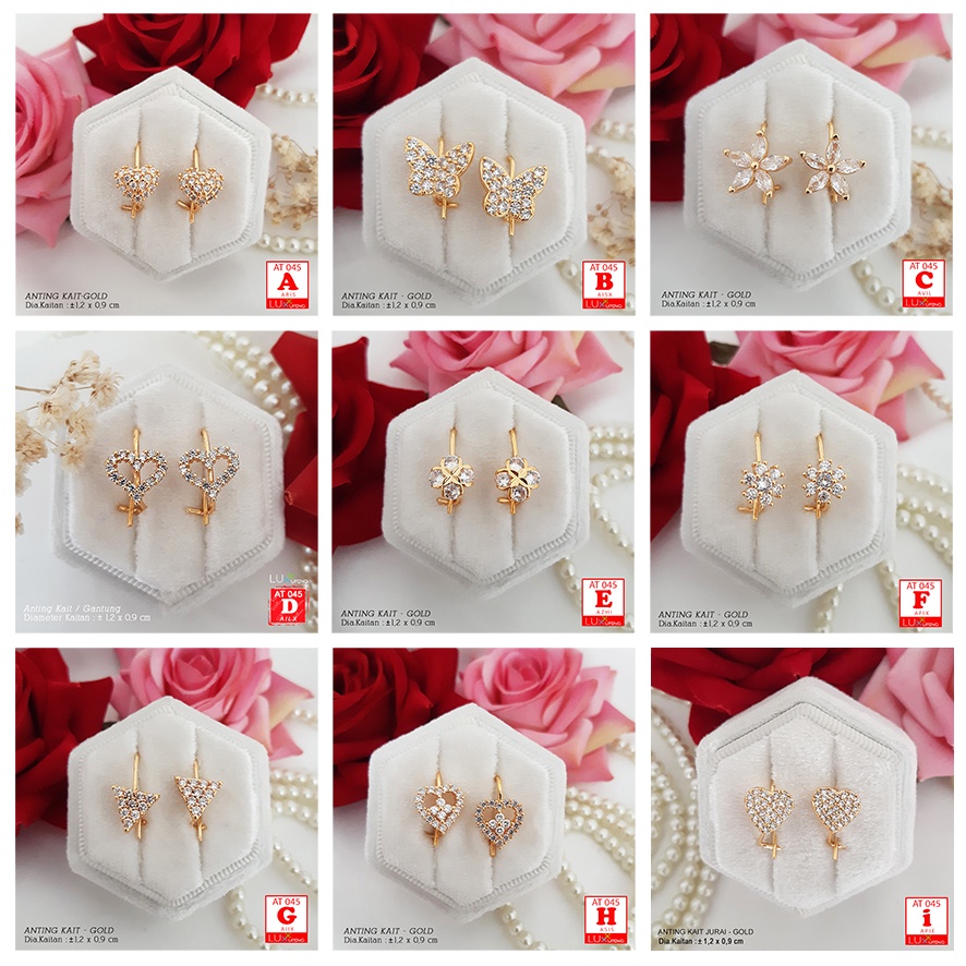 AT 045 Anting Desi Bunga Love Perhiasan Lapis Emas 18K Anting Xuping Merk Yaxiya Luxx Xuping