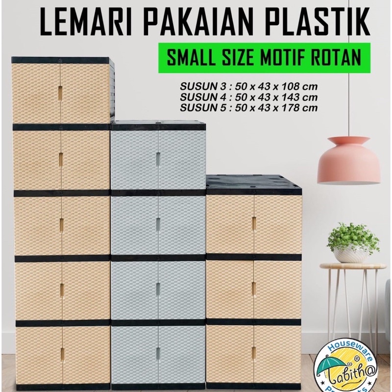 Lemari pakaian plastik susun 4 lemari tabitha