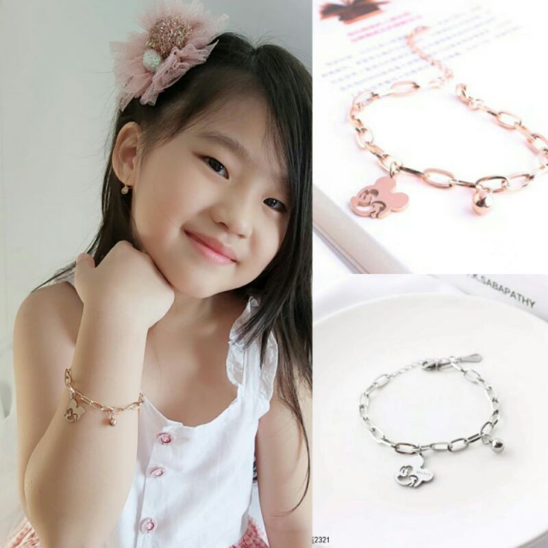 gelang tangan anak anti karat mickey titanium