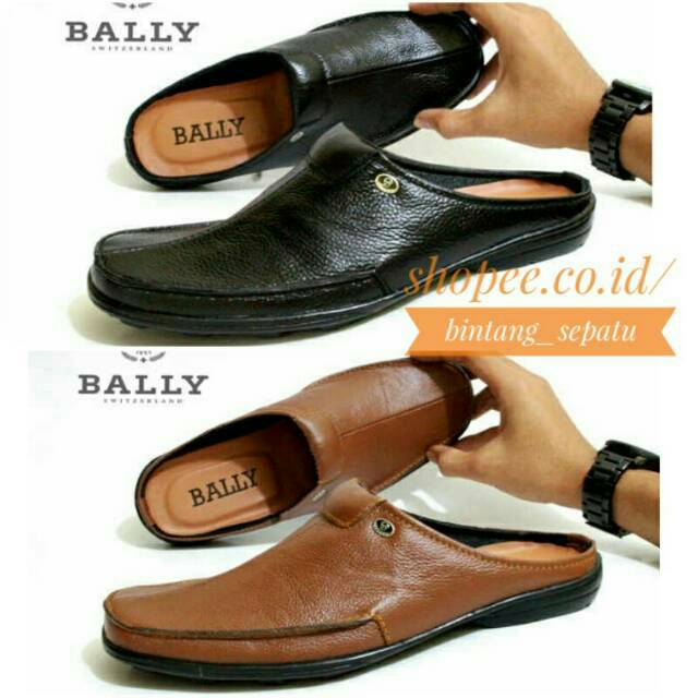 SEPATU SLOP SANDAL PRIA PREMIUM BALLY LEATHER KULIT ASLI ORIGINAL KEREN PROMO MURAH GROSIR GUDANG