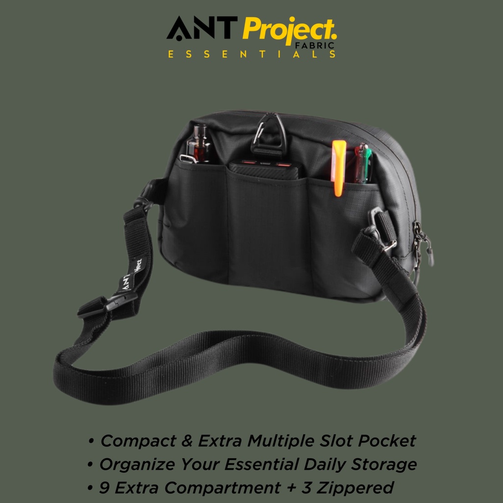 ANT PROJECT - Waist Bag Pria DRY Black 3 in 1 Waterpfroop