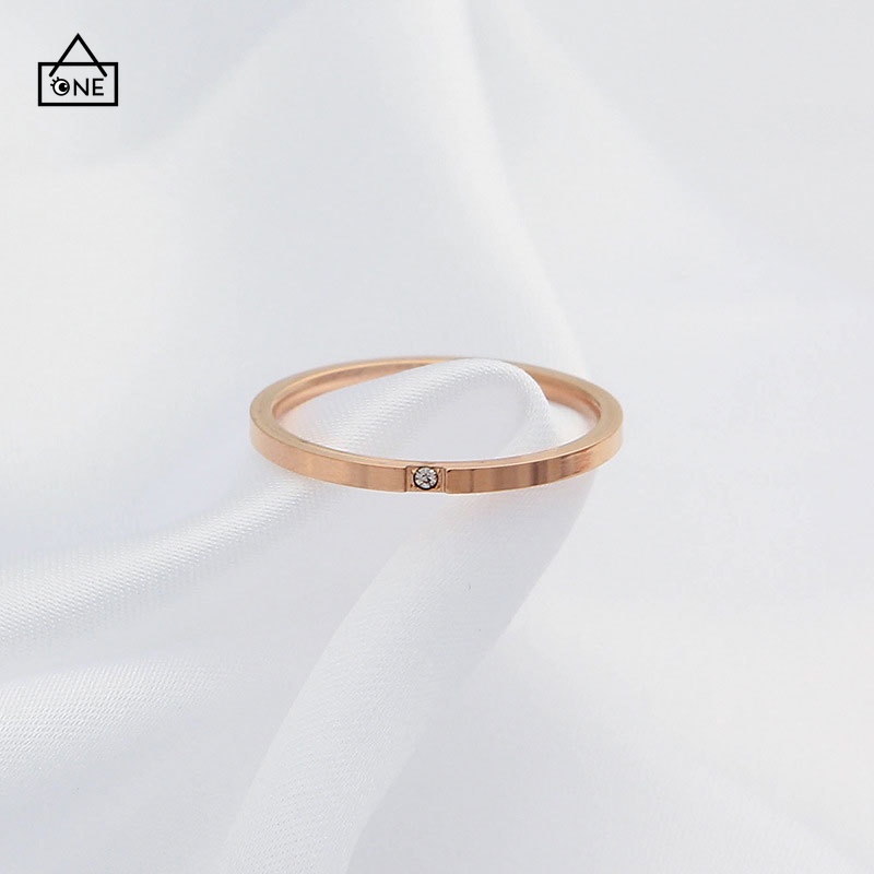 COD❤Cincin Wanita Sederhana Korea Hadiah Aksesoris Perhiasan Cincin Berlian Baja Titanium A one