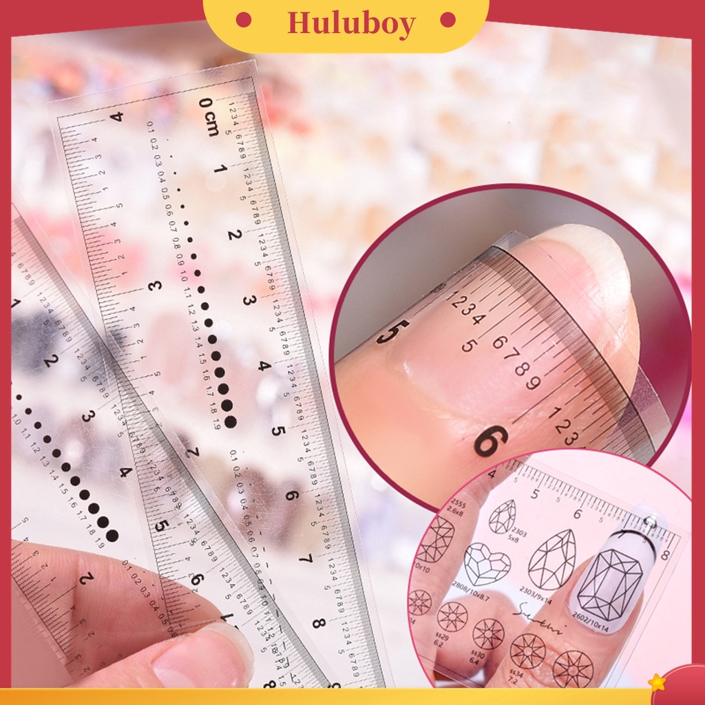 Huluboy Huluboy♡ Penggaris Kuku Palsu Bahan PVC Anti Air Untuk Nail Art