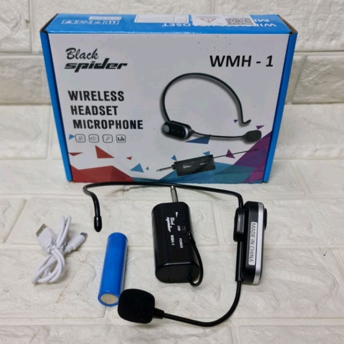 Mikrofon Blackspider WMH 1 Headset Bando Wireless UHF Presentasi Tur Imam Masjid Musholla