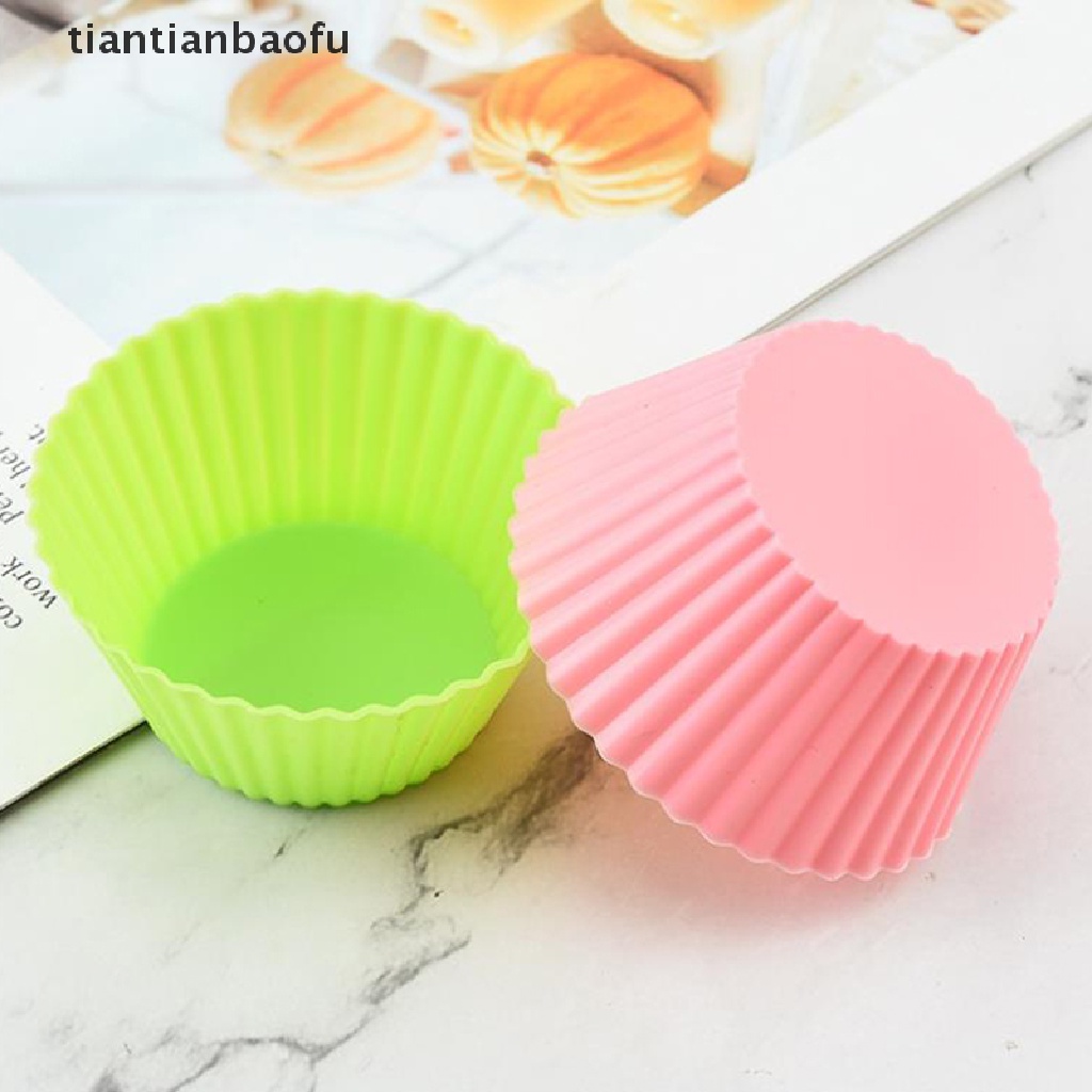 7pcs / Set Cetakan Kue Muffin Cupcake Bahan Silikon Untuk Dekorasi