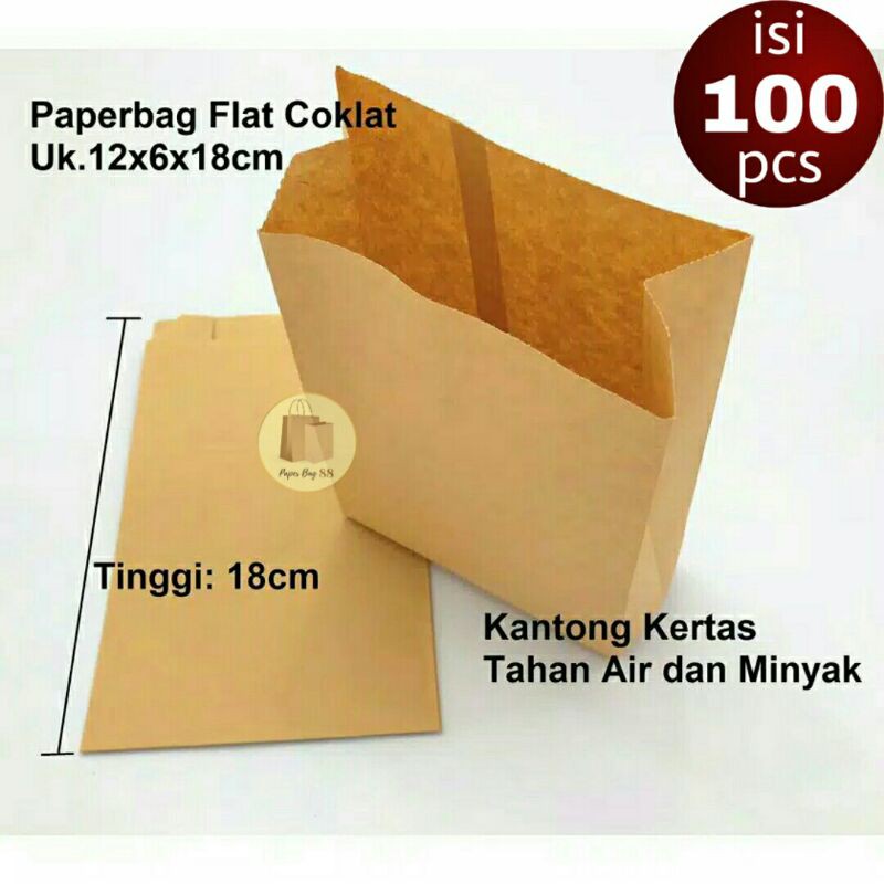 

Paperbag Kantong Kertas Foodgrade M 12x6x18 cm Waterproof Greaseproof (isi 100 pcs)