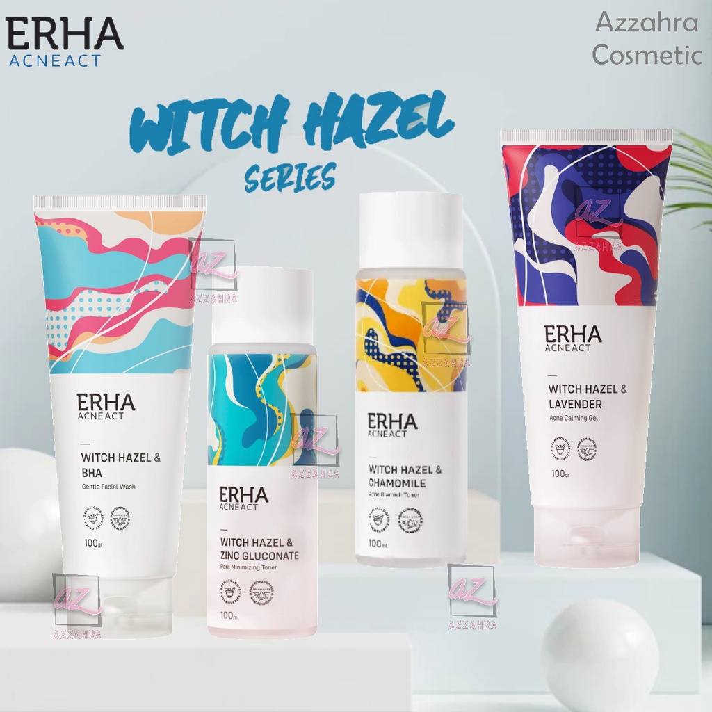 ERHA AcneAct Witch Hazel &amp; Zinc Gluconate Pore Minimizing Toner | Acne Blemish Toner | BHA Gentle Acne Facial Wash | Acne Calming Gel