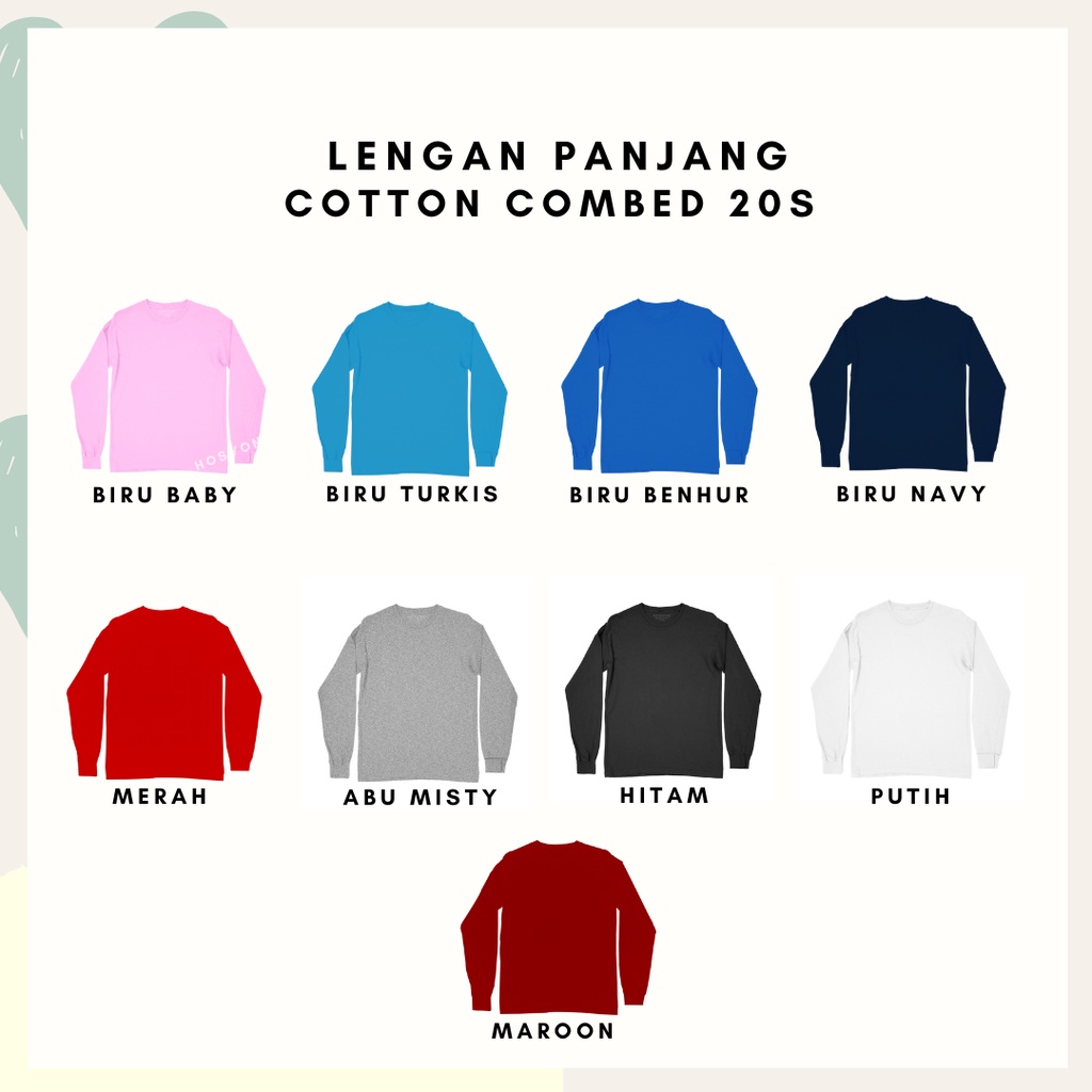 [Loss] Hosvon Kaos Polos Lengan Panjang COTTON COMBED 20s Size S-XXL