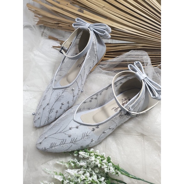 flatshoes silver tali sandal wanita felia
