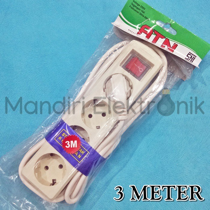 Stop Kontak Kabel 4 Lubang 3 Meter / Stopkontak + Saklar 4 Lubang 3 M