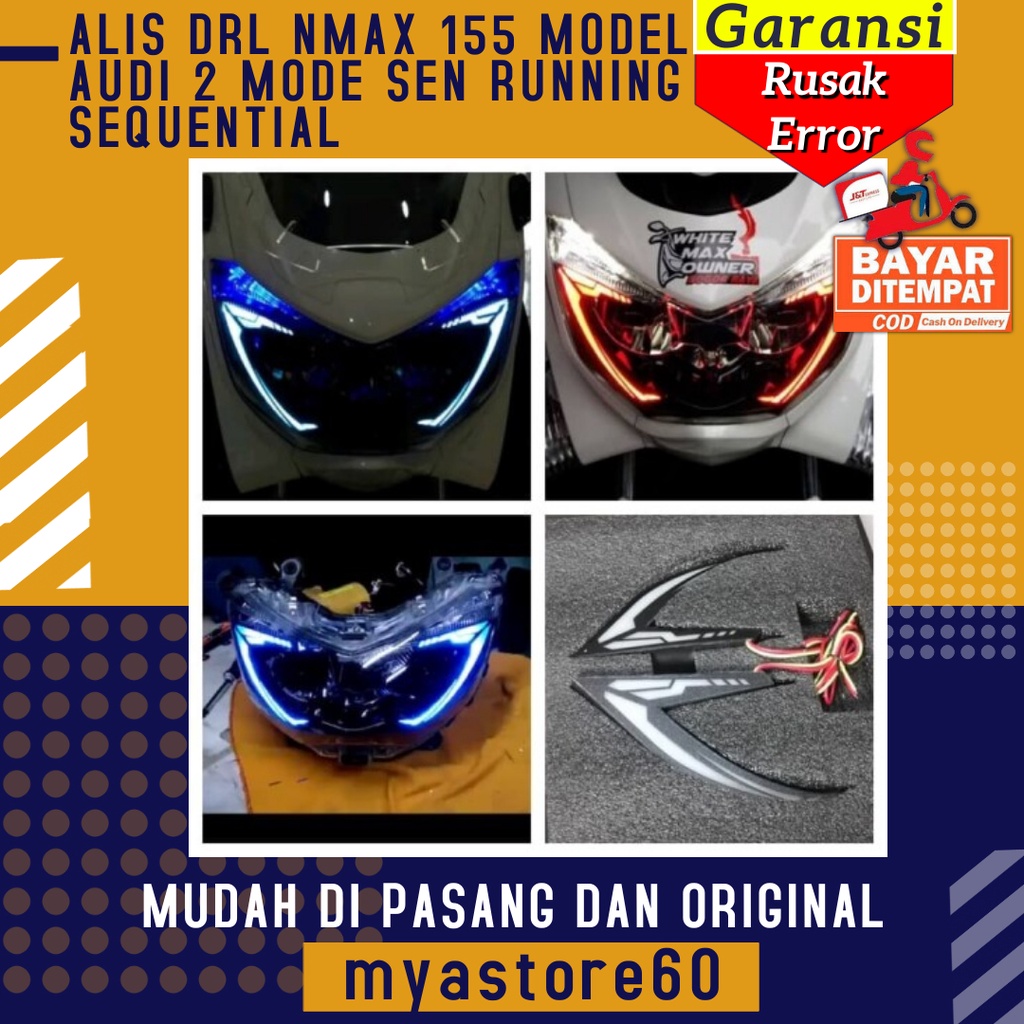 Lampu Alis DRL Nmax 155 Model Audi 2 Mode Lampu Sen Sein Running Runing Berjalan Sequental Aksesori Variasi Yamaha N max Nmax 155