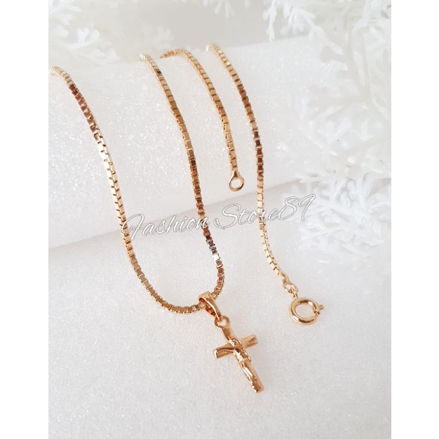 Kalung Salib Jesus Xuping Rosegold Perhiasan Import Bestquality xuping Salib Jesus Lapis emas Xuping bestseller