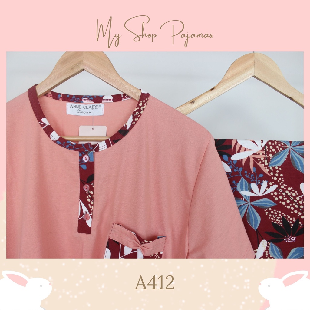 PIYAMA BABYDOLL PAJAMAS ANNE CLAIRE / BAJUTIDUR BABYDOLL SETELAN TANGAN LENGAN PANJANG CELANA PANJANG DEWASA WANITA SLEEPWEAR PP-A412 Peach