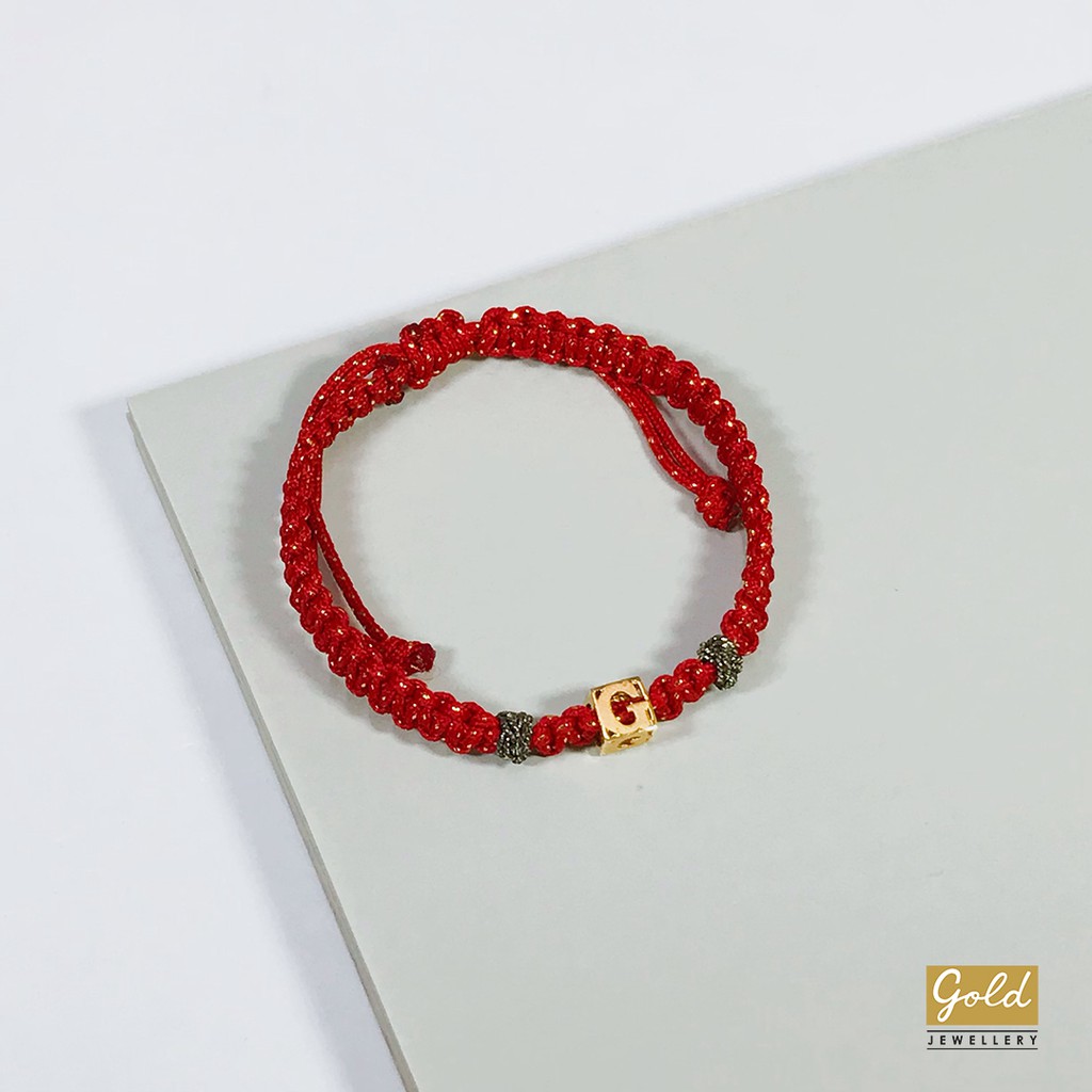 Gelang tali emas kuning kadar 700 70% inisial G tali gpg merah gold