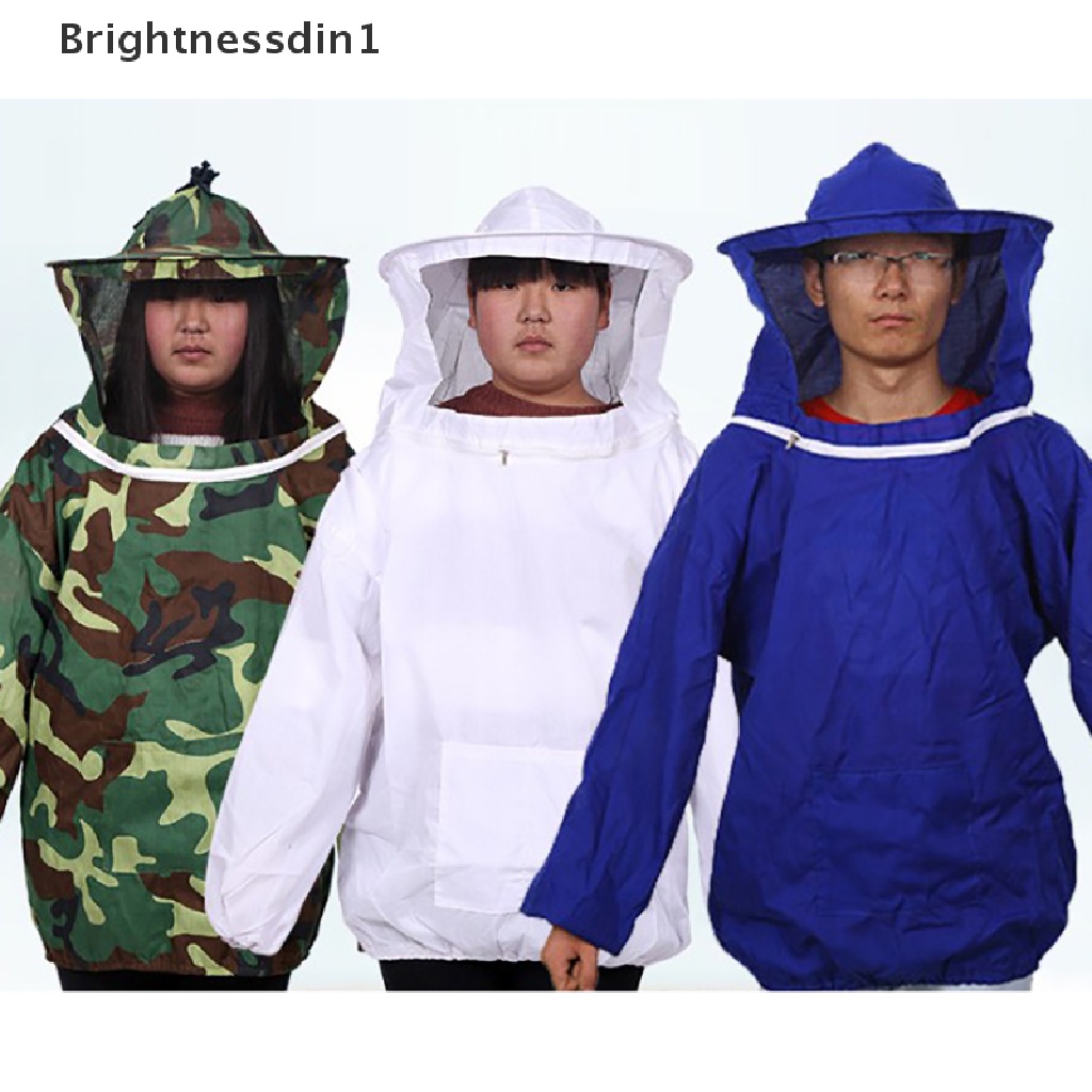 (Brightdin1) Jaket Pelindung Lengan Panjang + Topi Untuk Peternak Lebah