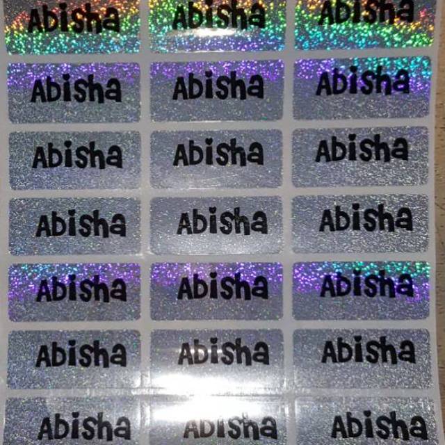 

Label nama Polos Silver Glitter stiker waterproof tahan air