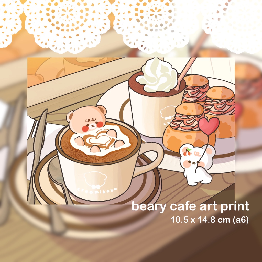 

creamiboba - bear cafe art print