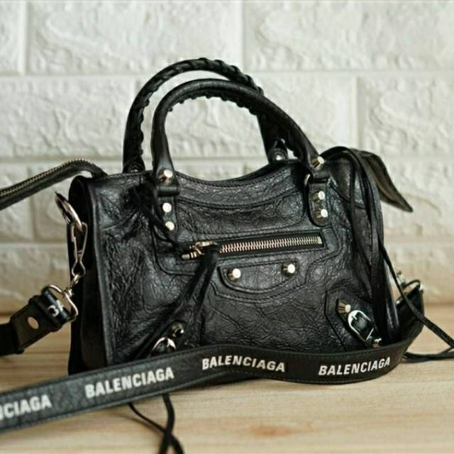 Balenciaga mini classic city logo starp