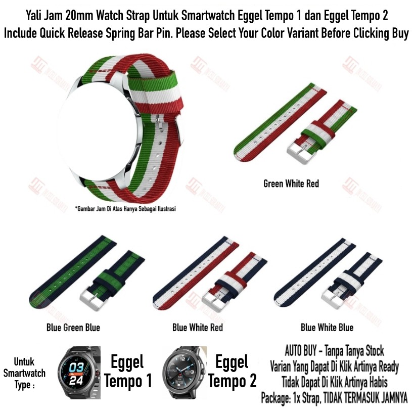 Tali Jam 20mm Watch Strap Eggel Tempo 1 Tempo 2 - Nylon 3 Baris Quick Release