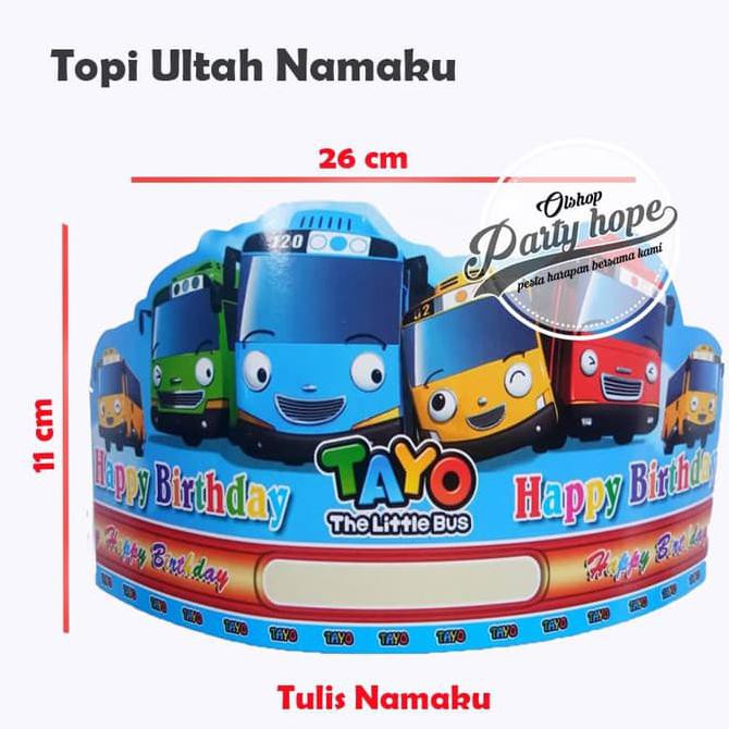 super sale topi ultah tayo / topi lingkar namaku / topi karakter tayo / topi tayo ready stock