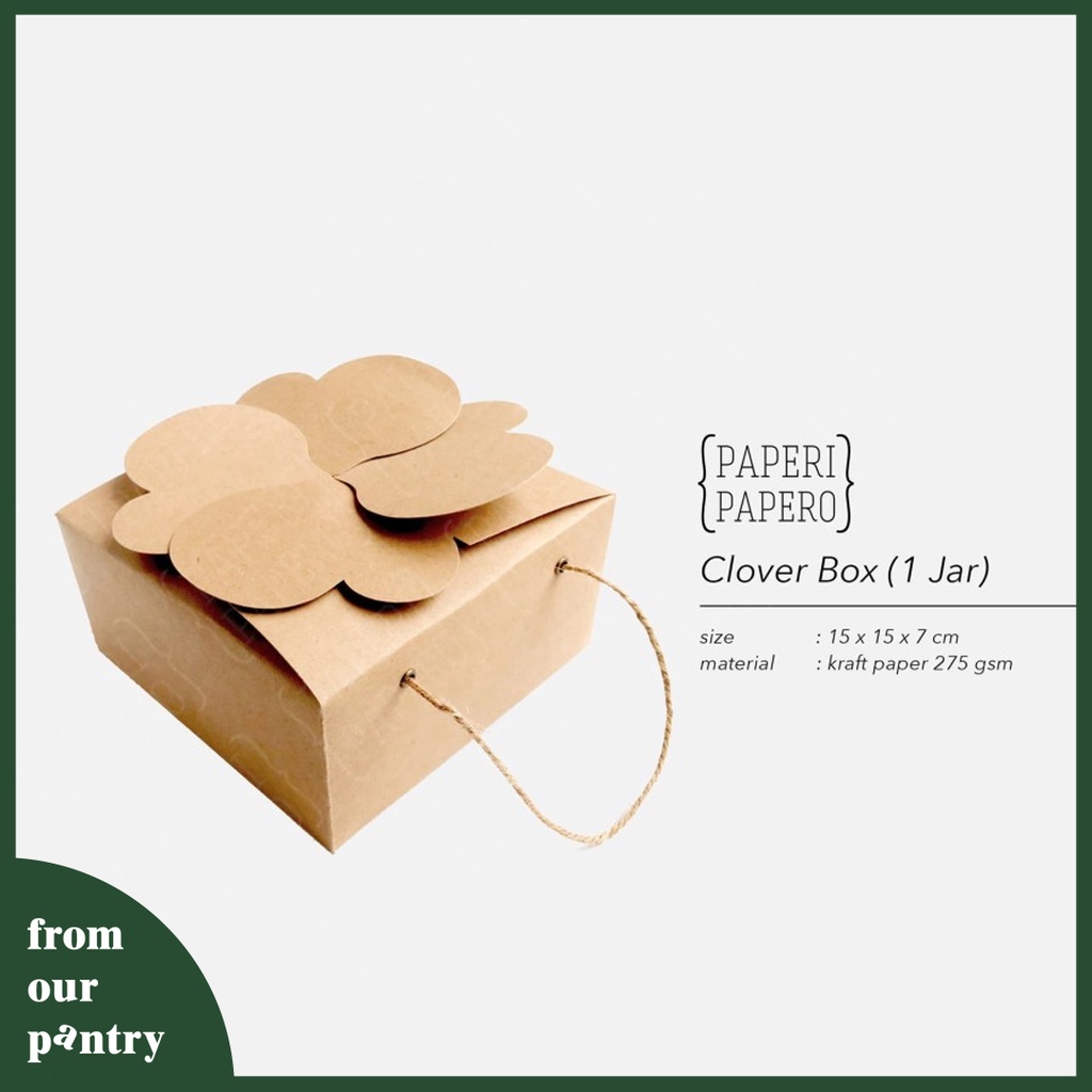 

Paperi Papero - 5pcs Kraft Clover Box Isi 1 toples - Kotak Kue Kering Parcel