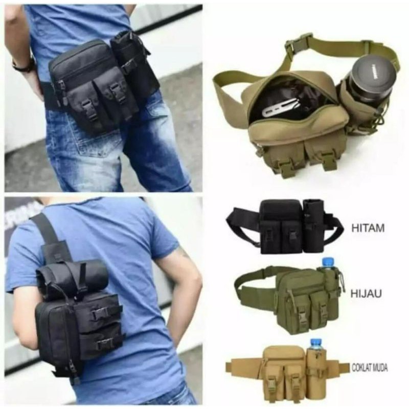 Slempang Slempang Free Tempat Botol army TACTICAL ( HARGA GROSIR ) Tas Pinggang Pria Wanita