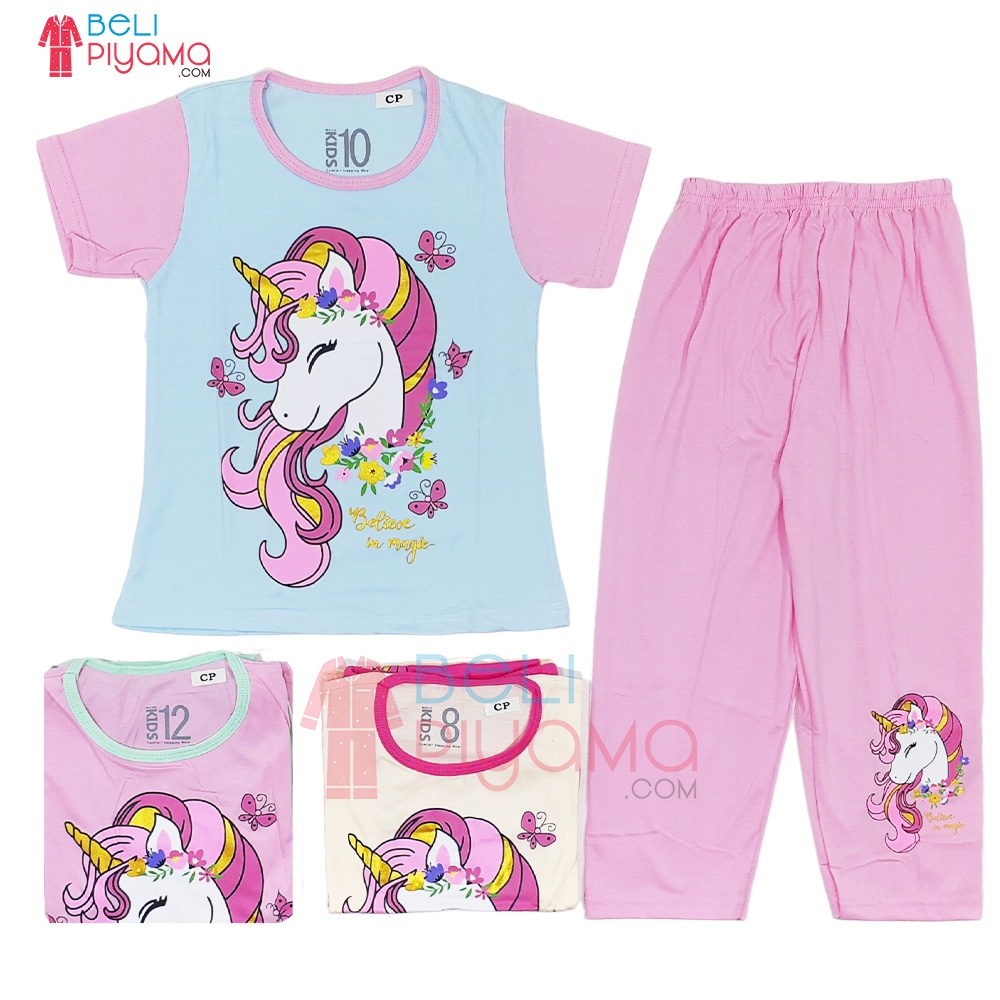 Baju Unicorn Anak Perempuan 4-13 Tahun Setelan Panjang Anak Perempuan Baju Tidur Anak Perempuan Piya