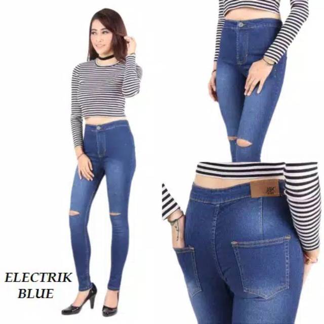 JSK Celana Highwaist Jeans Sobek Lutut