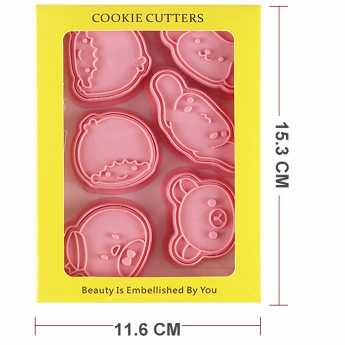 6pc plastic sanrio cookie cutter press / cetakan kue kering lucu / hello kitty