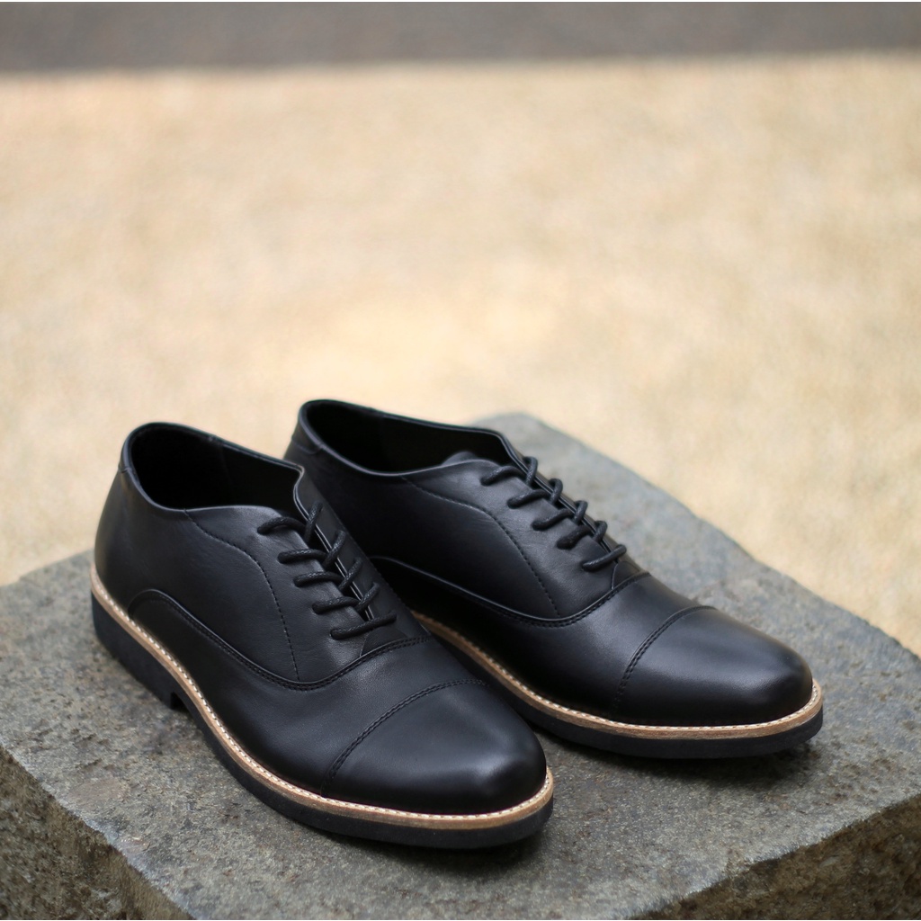 OXFORD 01 BLACK (KULIT ASLI)|MNM x Kenzio| Sepatu Pantofel Pria ORIGINAL