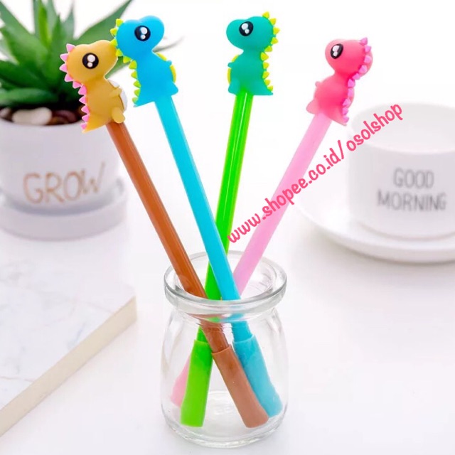 SATUAN Pulpen Dinosaurus Dino Pen gel hitam unik Lucu souvenir