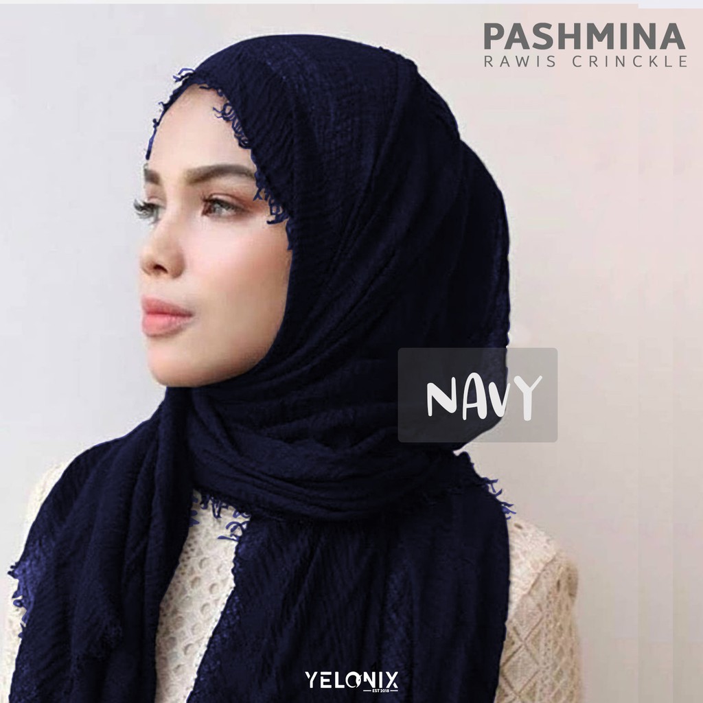 Pashmina Rawis Hijab Crinkle Arabic Kerudung turki malaysia Negro Shawl - Yelonix