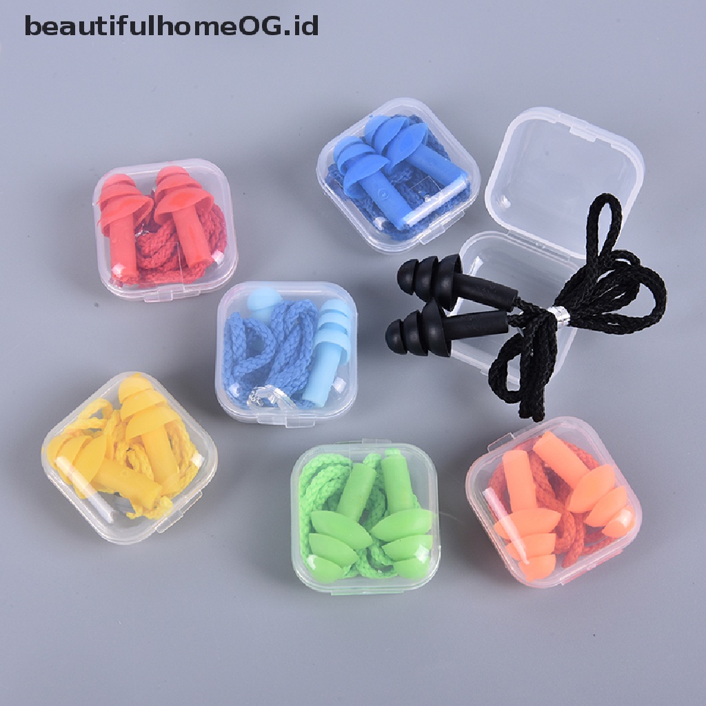 Earplugs Bahan Silikon Dengan Tali Untuk Berenang