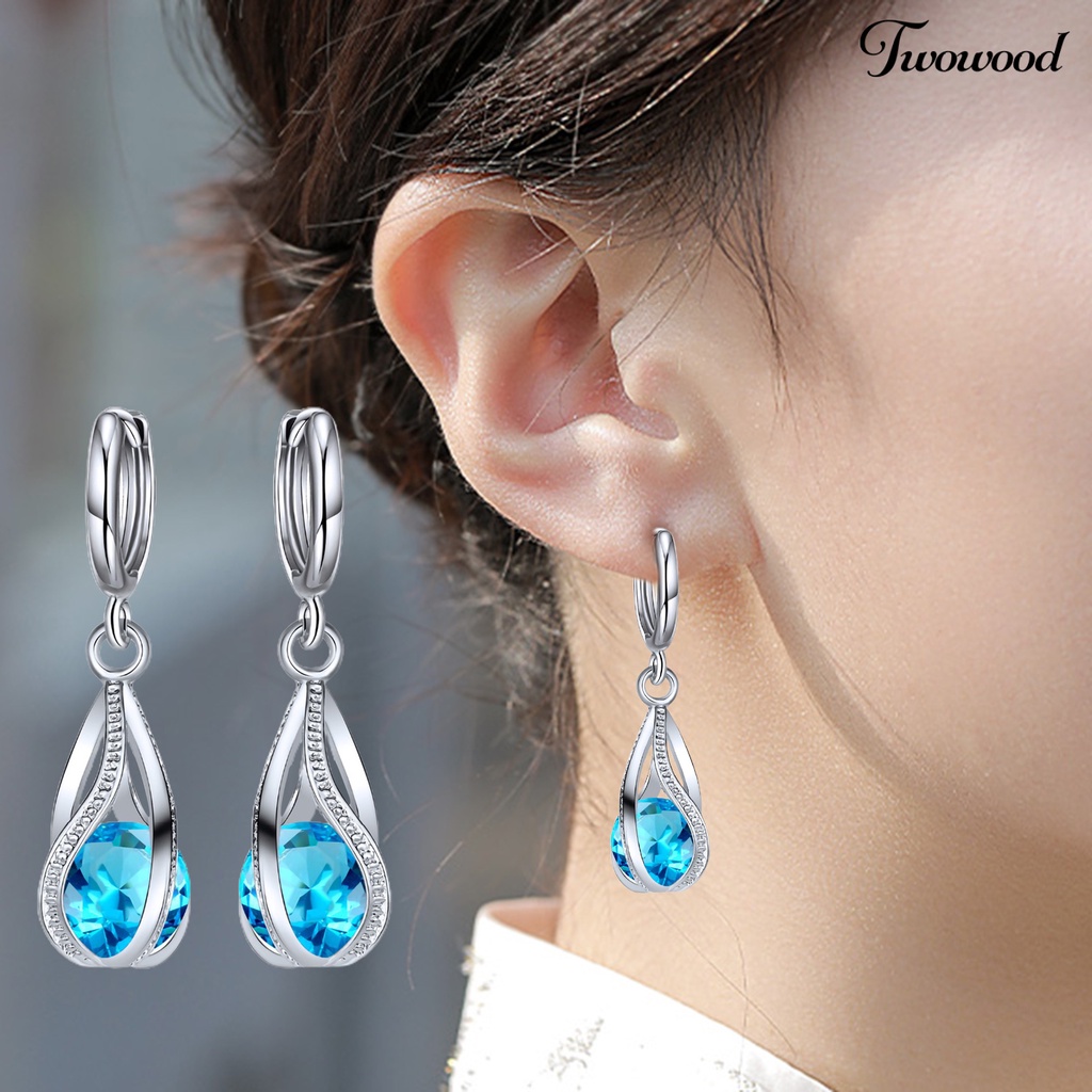 3pcs / Set Anting Dan Kalung Kristal Imitasi Untuk Wanita