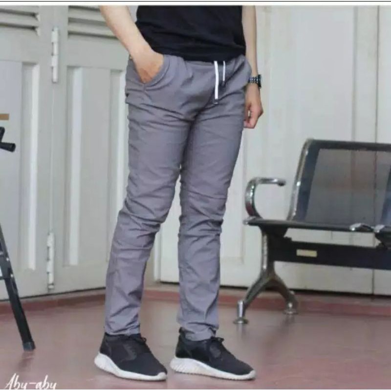 Celana Chino Pria Bahan Adem Nyaman Katun Strecth/Melar Cocok Buat Musim Dingin