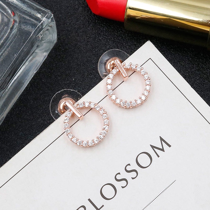 Anting Bentuk Lingkaran Bahan 925 Silver Gaya Korea Untuk Wanita