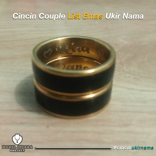 CINCIN COUPLE TITANIUM LIST EMAS UKIR NAMA HARGA TERJANGKAU