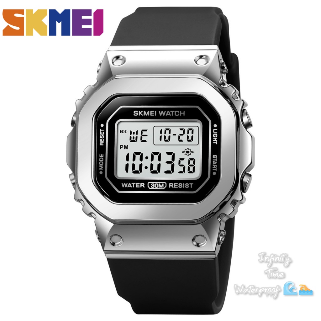 Jam Tangan Skmei 1796 Cewek Digital Strap Rubber Kualitas Original Waterproof
