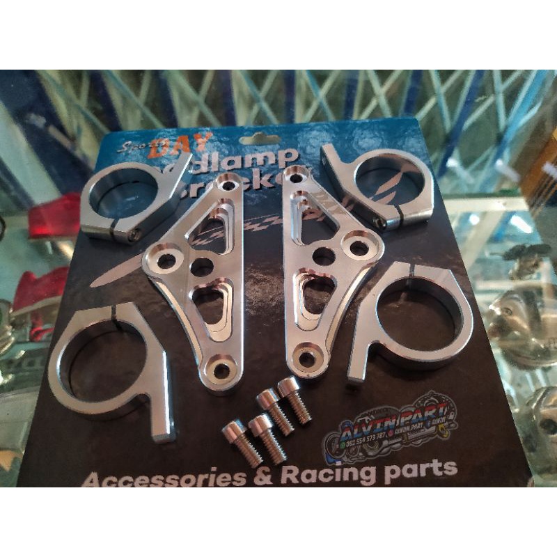 Kupingan breket lampu pesek segitiga CNC asli set Cincin as 26 31 33 ninja vixion scorpio kyb cb gl 