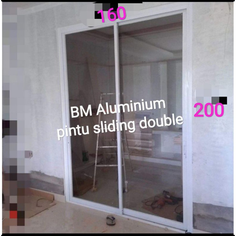 pintu sliding double aluminium rel bawah