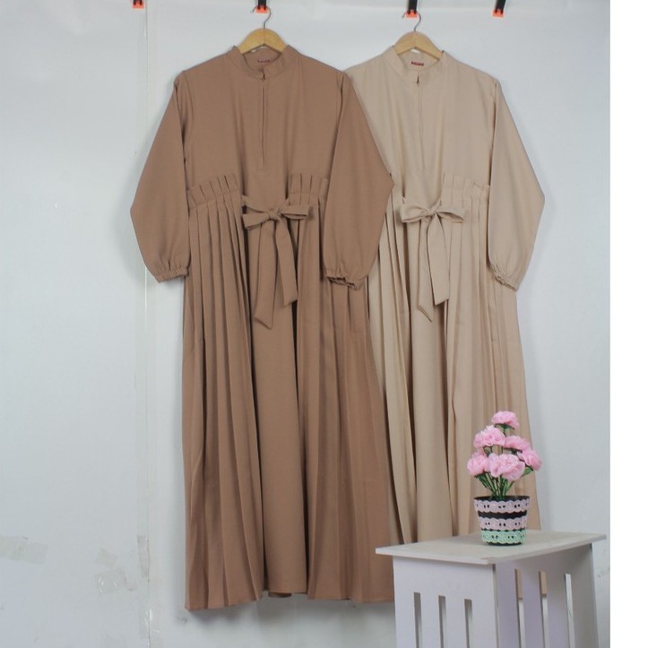 GRAGE SHOP - Gamis wollycrepe REVALINA rempel PLISKET depan ALDIRA remaja terbaru wanita muslim