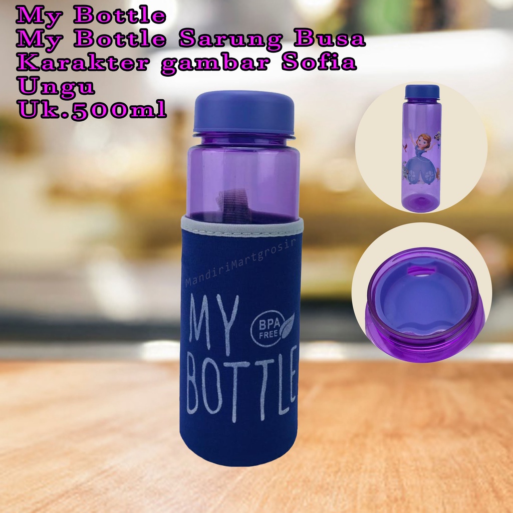 Botol Air * My Bottle Sarung Busa * botol minum * karakter gambar Sopia Ungu * 500ml