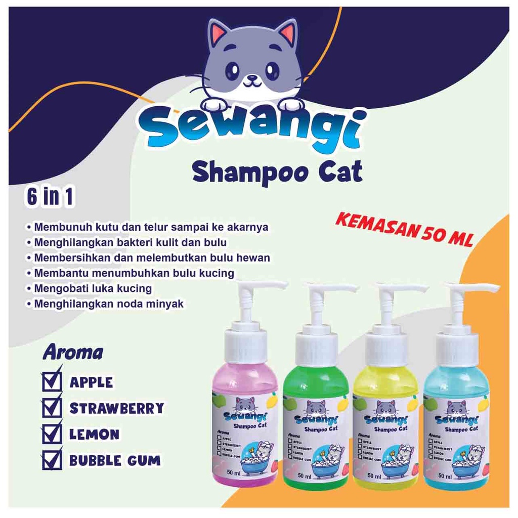 SEWANGI-SHAMPO ANTI KUTU- 6 IN 1-PENUMBUH BULU, PENGIHILANG LUKA-SHAMPO KUCING