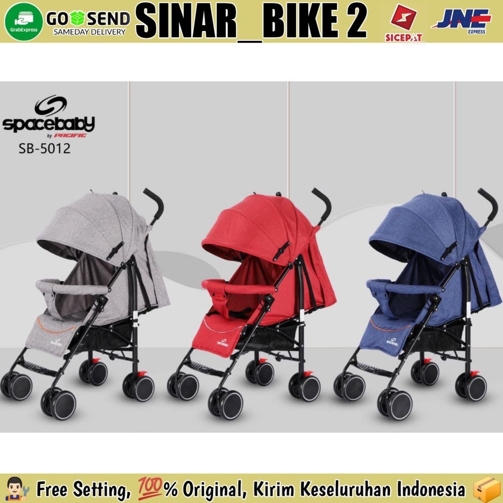 Kereta Bayi SPACEBABY SB-5012 New-Brown 3 Posisi Sandaran Duduk Rebahan Tidur Stroller