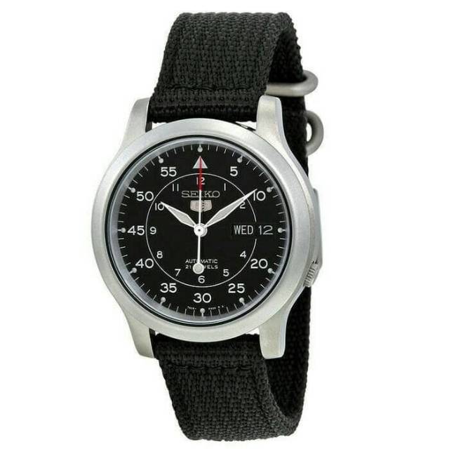 Jam Tangan Seiko 5 SNK809K2 Original Black Military Strap SNK809